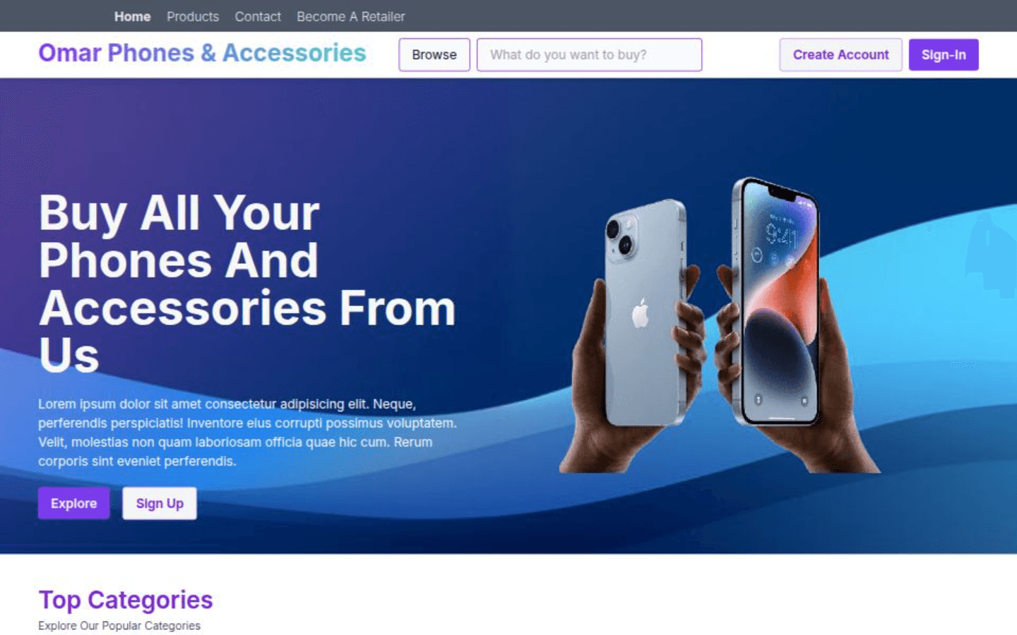 Omar Phones & Accessories ecommerce website